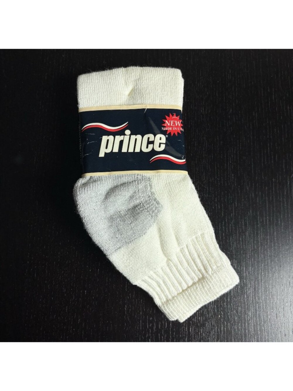 Vintage 90s PRINCE Mens Size 10-13 White Athletic Quarter Socks Deadstock/NEW